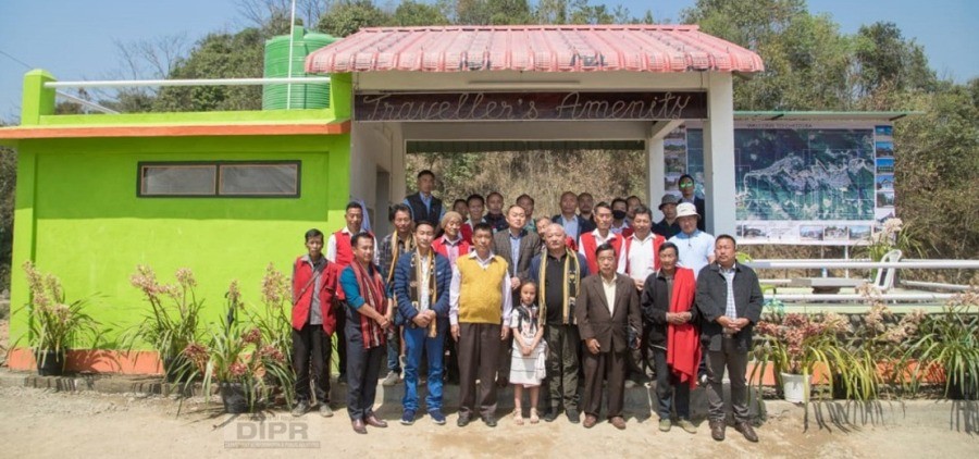 Resting shed and traveler’s amenity at Zakaco in Chozuba village under Phek district was formally inaugurated by Chitsorü Vasa, BDO on March 18. (DIPR Photo) 